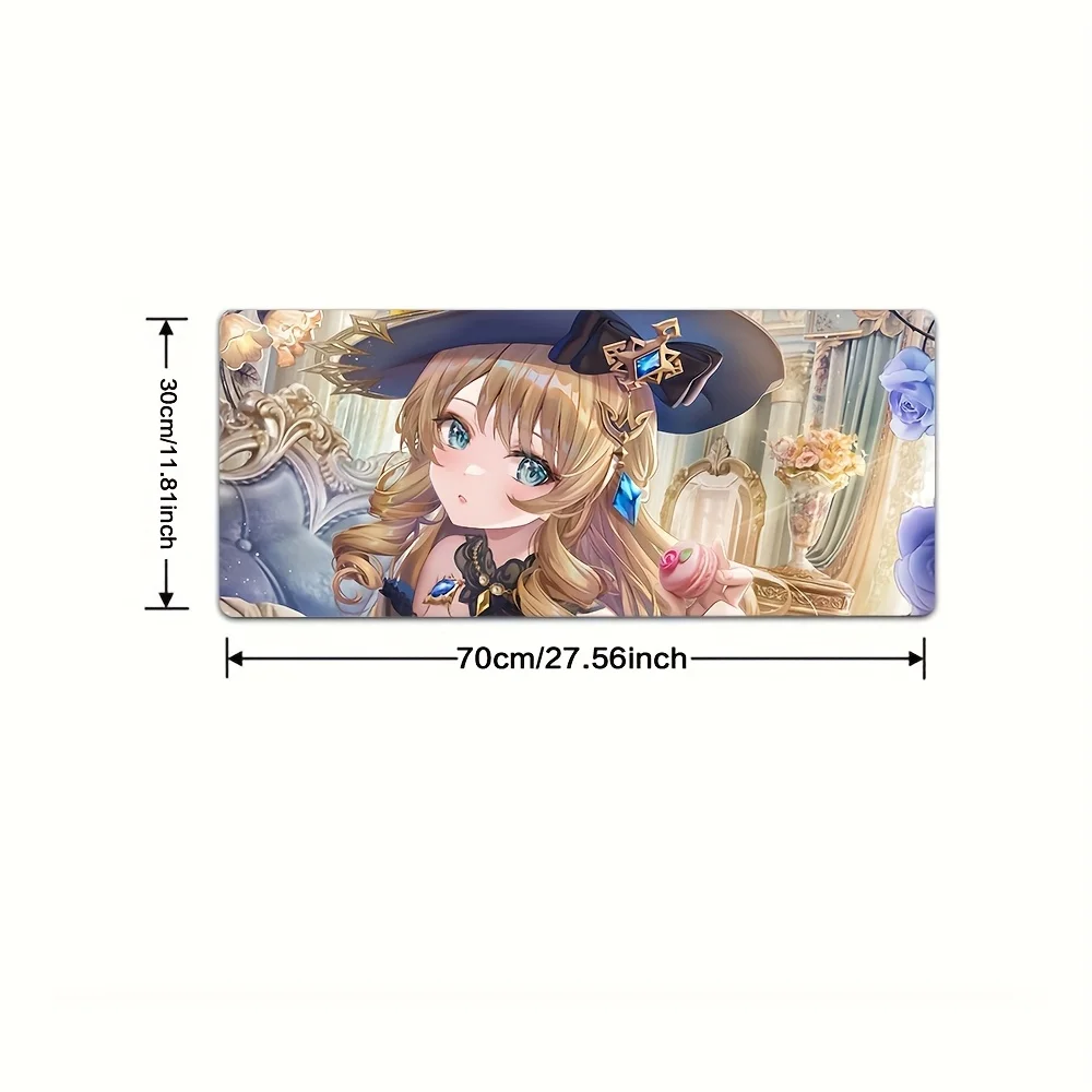 1pc Anime-Style Blonde Girl Navia Gaming Mouse Pad & Desk Mat - Non-Slip Rubber Base, Washable Surface, Playful Design for Offic