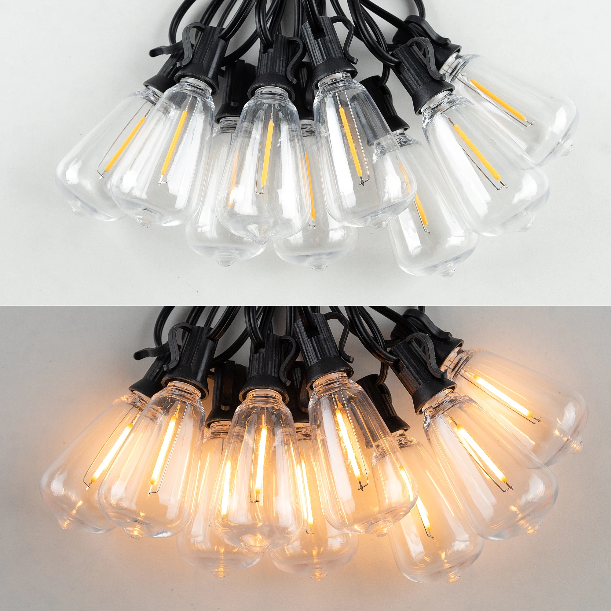 Vintage ST38 Lâmpadas LED de substituição, plástico E12, 1W Equvalente, 7W, incandescente decorativa, lâmpadas inquebráveis para luz de corda