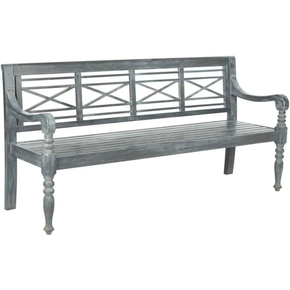 Patio Collection Martin Adirondack Acacia Wood Bench, Ash Grey