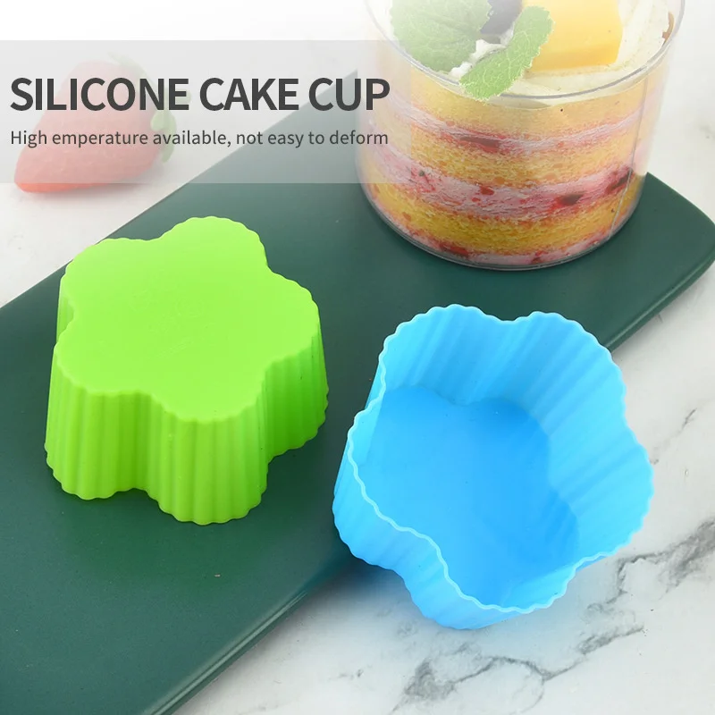Cetakan Cup kue silikon bunga dapat dipakai ulang liner Cupcake Cup Muffin kue silikon warna-warni cetakan alat memanggang DIY