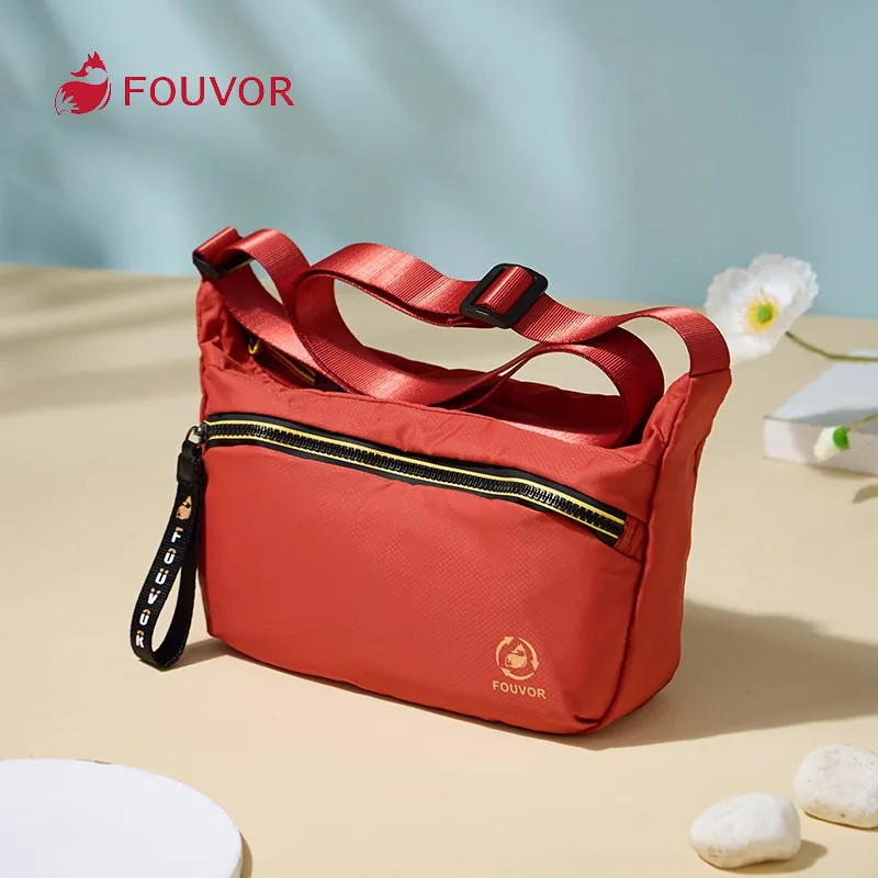 

Женская красная сумка через плечо Fouvor, тренд 2025, легкая нейлоновая сумка на плечо, материал, регулируемый ремень, дорожные сумки для покупок 2930-12