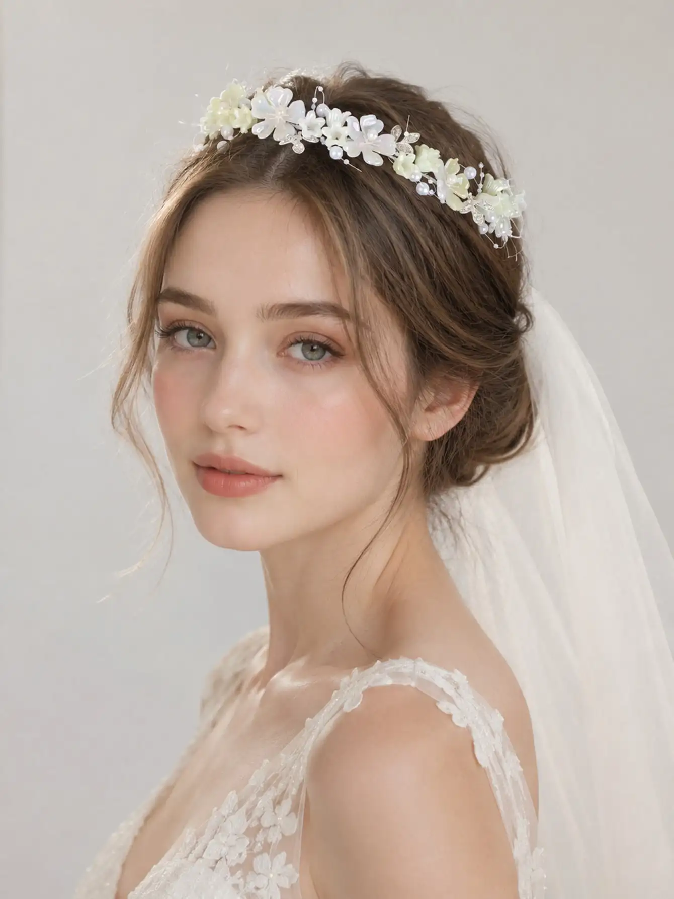 Romantic & Elegant Iridescent Butterfly & Shell Floral Headband – Beach Accessory, Bridal/Wedding, or Princess Birthday Gift