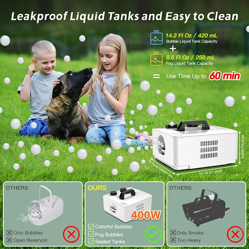 Máquina de burbujas de niebla, máquina portátil de burbujas de humo para interiores y exteriores, fiesta, boda, cumpleaños, fotografía, juguetes de Navidad y Halloween