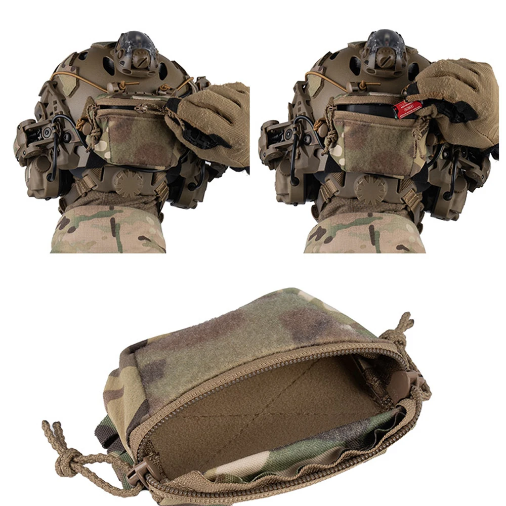 Tactical Universal Helmet Bag Pouch NVG Battery Rear Counterweight Double-Ended Zipper Organizer for FAST MK PJ Airsoft Helmet