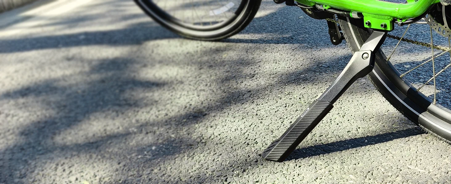 RBRL Aluminium E-Bike Ständer mit verbreiterter Basis, rutschfester Fahrradständer für 26-29 Zoll E-Bikes, verstellbare universelle Stütze 40mm – Detail 1