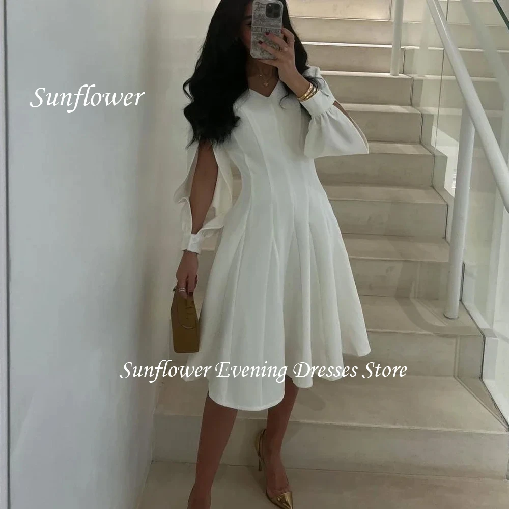 Sunflower V-Neck Satin A-LINE 2024 High Quality Slim Gown Knee-Length Formal Evening Dress