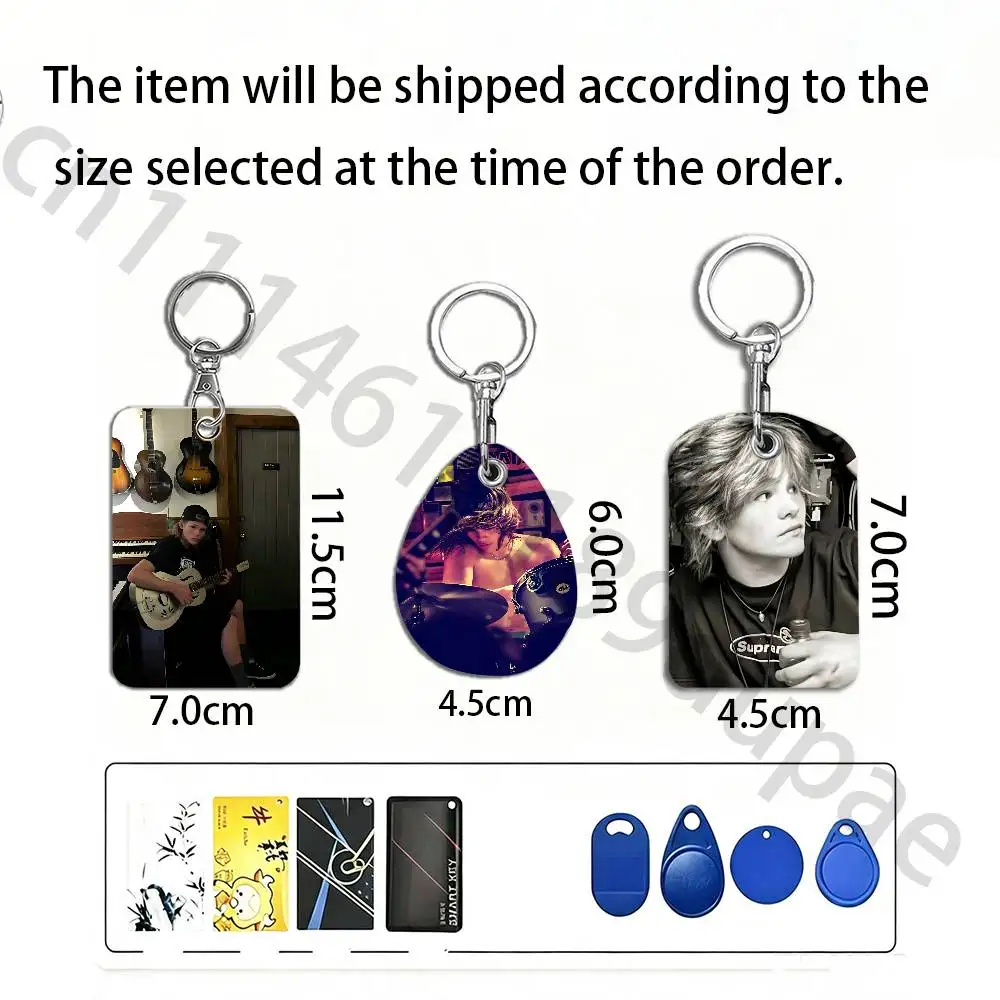 S-Shane Hawkins Protective Printed Leather Card Case Metal Keychain for Bank Credit Bus Subway ID Cards