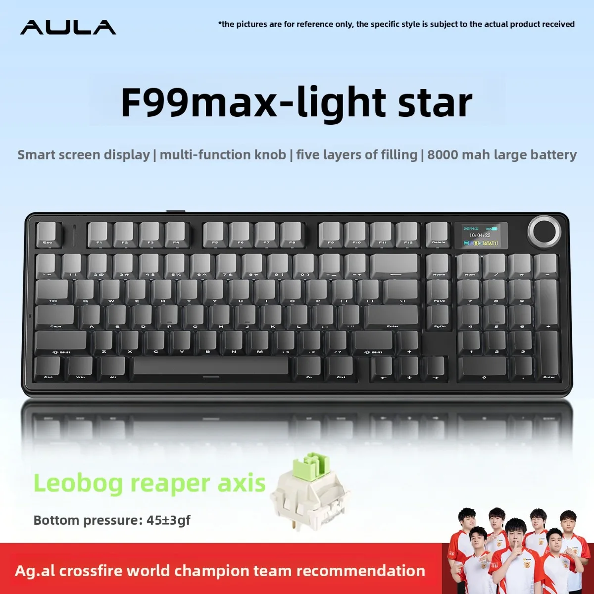 AULA F99 MAX Wireless Mechanical Gaming Keyboard Custom Software & 8000mAh Battery 96% ANSI Layout Gamer Esports Keyboard