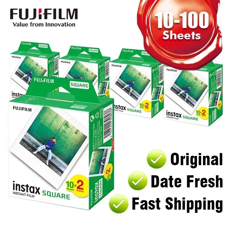 

New Fujifilm Instax Square Instant White Edge Film Color Flm For Fuji SQ1 SQ10 SQ6 SQ20 SP3 Hybrid Format Cameras