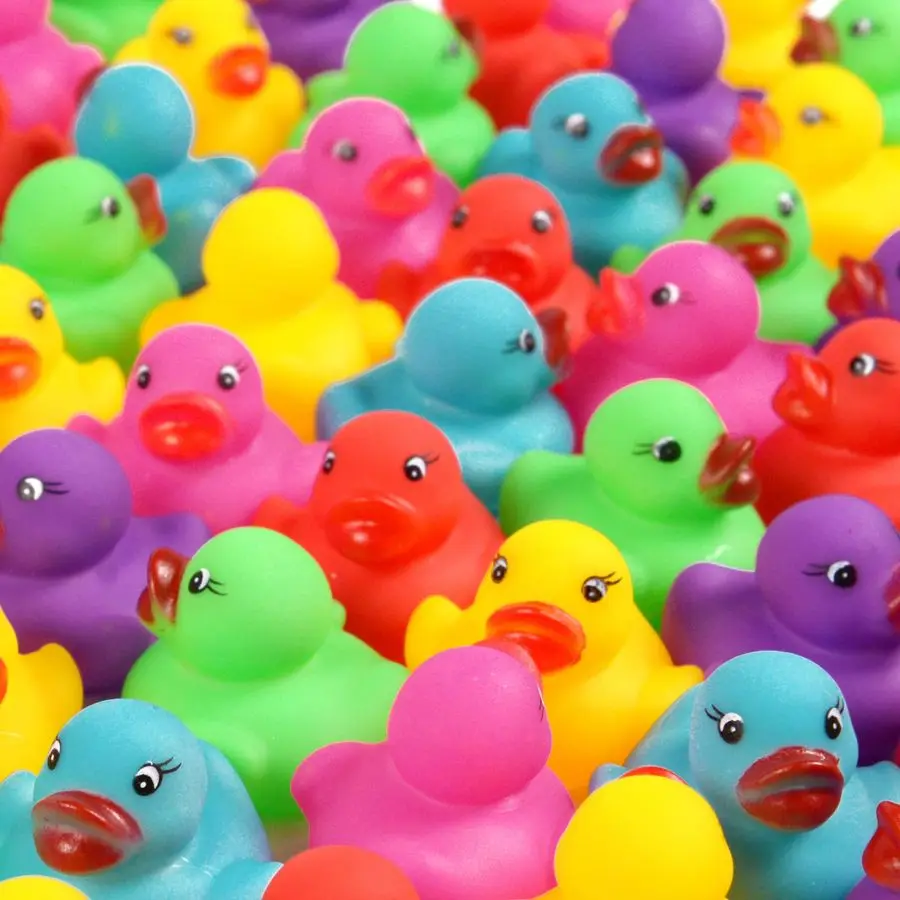 Mini juego de patos de goma, mini juguete de baño de patos de goma coloridos para niños, flotador amp Squeak, juego de juguetes de piscina de patos pequeños para fiesta infantil F