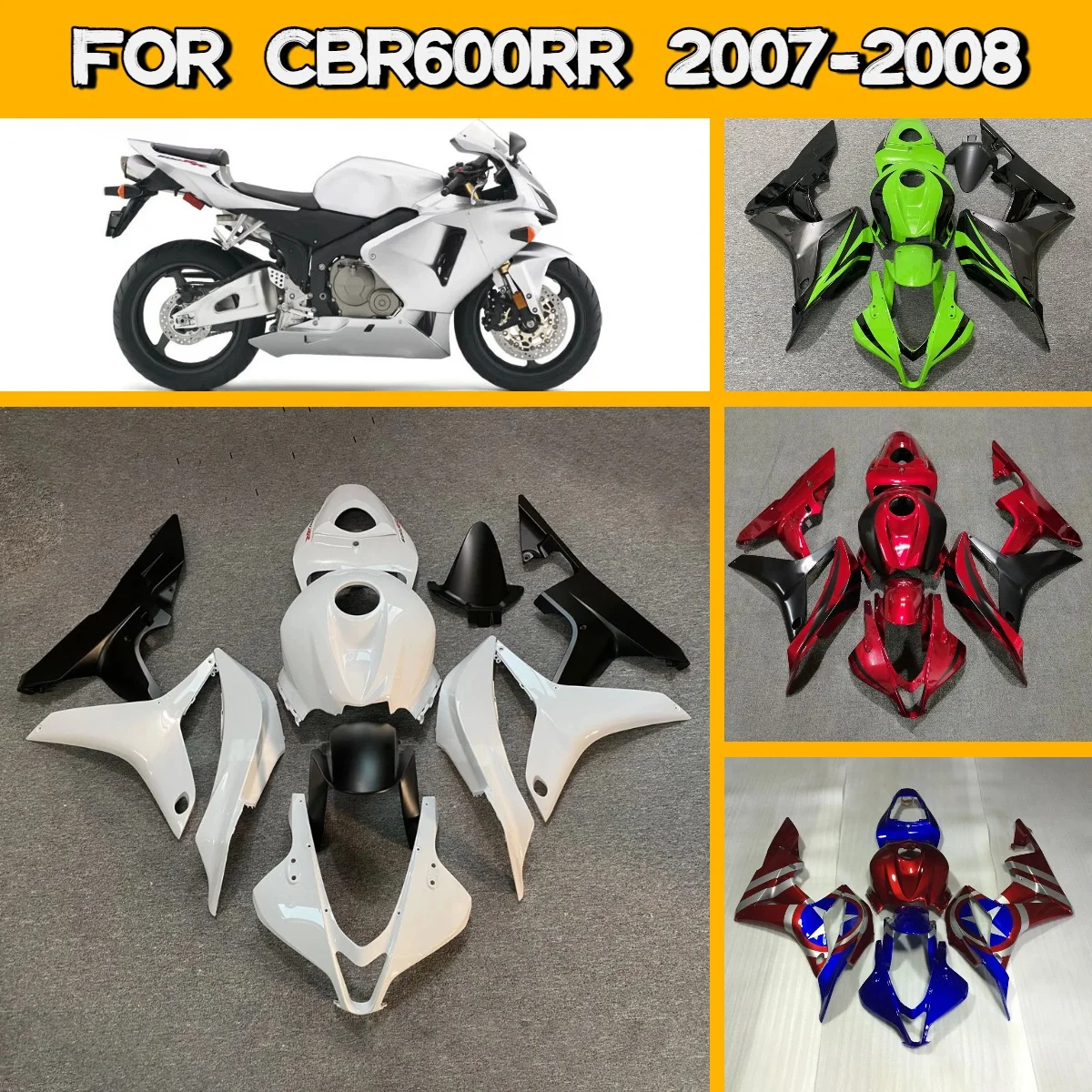 

Комплект обтекателей из ABS-пластика для Honda CBR600RR 2007-2008 годов, стильный дизайн, идеальная совместимость с моделями 07-08 CBR 600RR