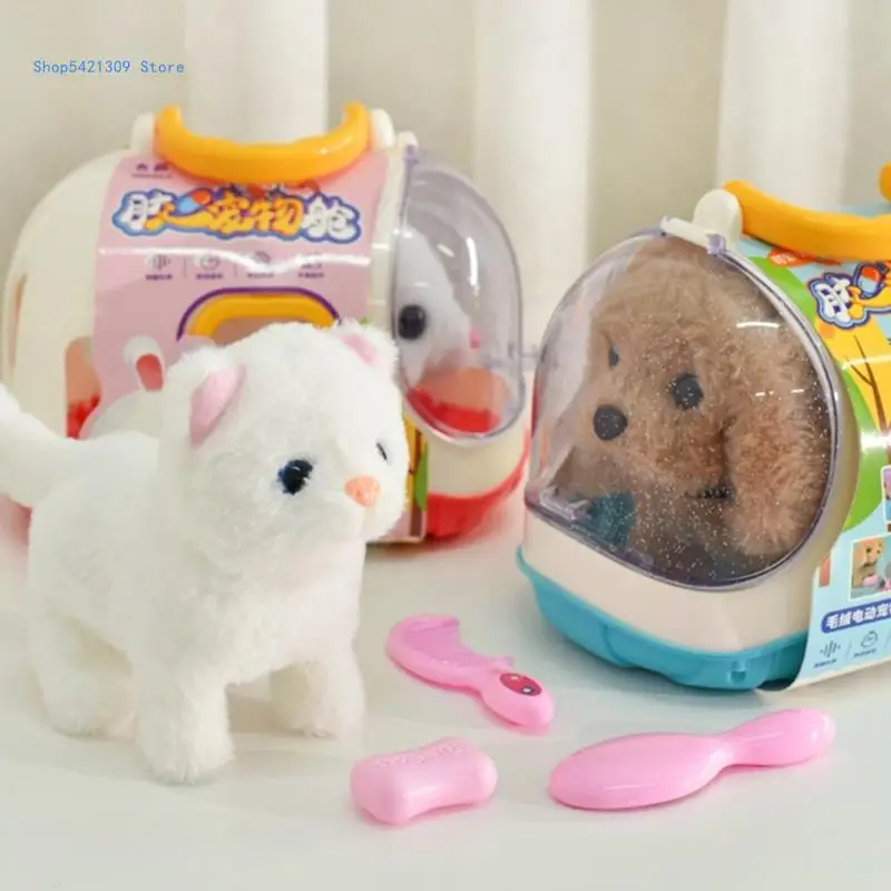 Caminar mascota levantar juguete animal peluche juguete interactivo niño gatear juguete aprendizaje