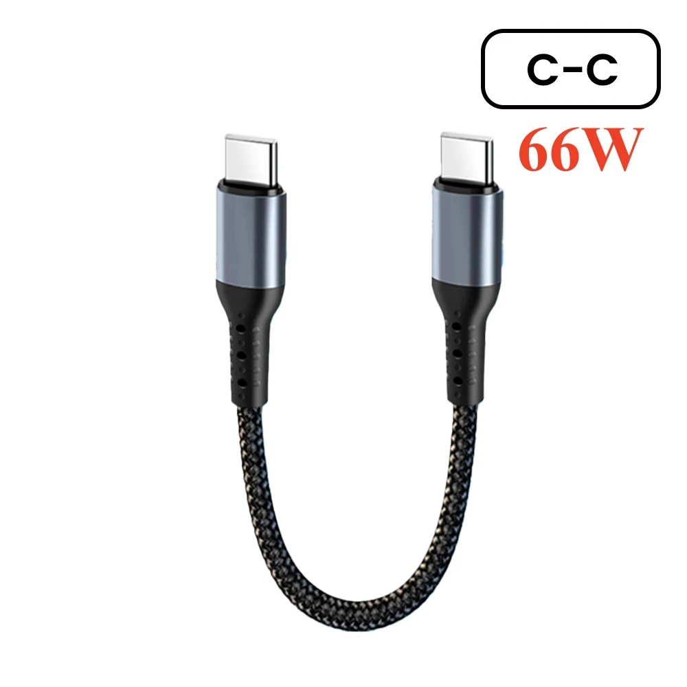 Crouch 90 graden korte kabel USB Type C naar Type C 6A 66W snel opladen 25CM 50CM Power Bank USB C-kabel voor iPhone Huawei Xiaomi