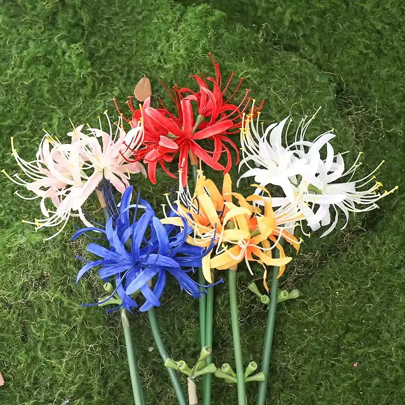 Künstliche rote Spinnenlilie-Seidenblumen mit langem Stiel, Heim-Tischdekoration, Paramita Lycoris Radiata Mandala Manjusaka Seidenblumen – Detail 8