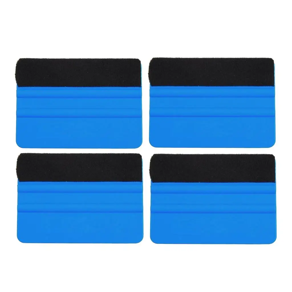 Set of 4 Plastic Felt Edge Squeegee Pasting, Pasting, ,Car Scraper Decal Applicator Window Tint Tools