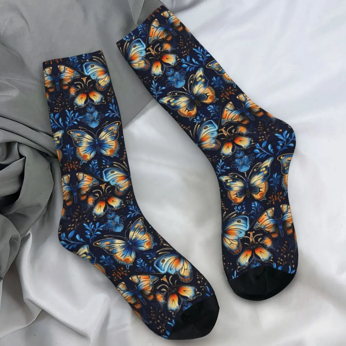 

Bohemian Butterfly Socks Winter Beach Cute Royal Blue Stockings Funny Couple Breathable Socks Running Sports Non-Slip Socks