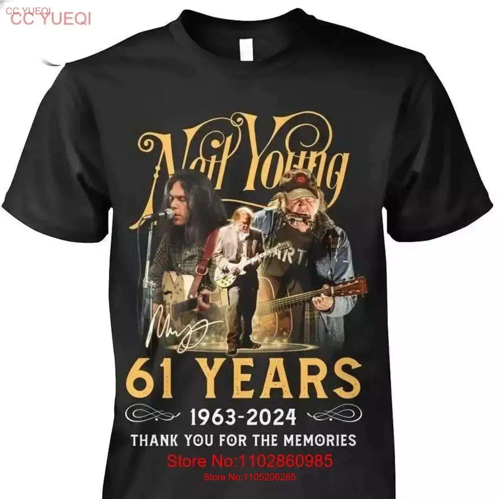 Neil Young 61 Years T Shirt 1963 2024 Thank You For The Memories S 5XL vintage Washed homme Stylish fashion Slightly vintage
