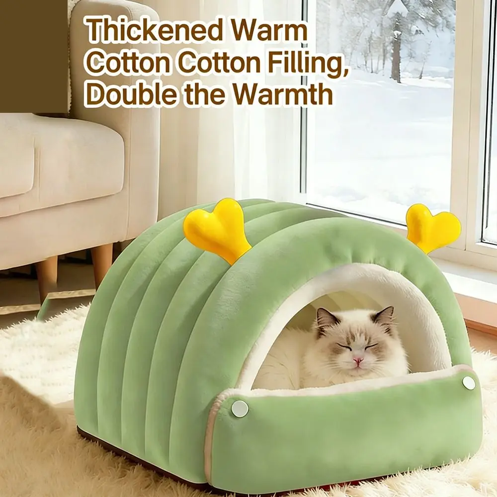 

Comfortable Warm Soft Small Pet Bed Portable Cozy Dog Bed Pet Supplies Deep Sleep Enclosed Cat Bed Mat Winter