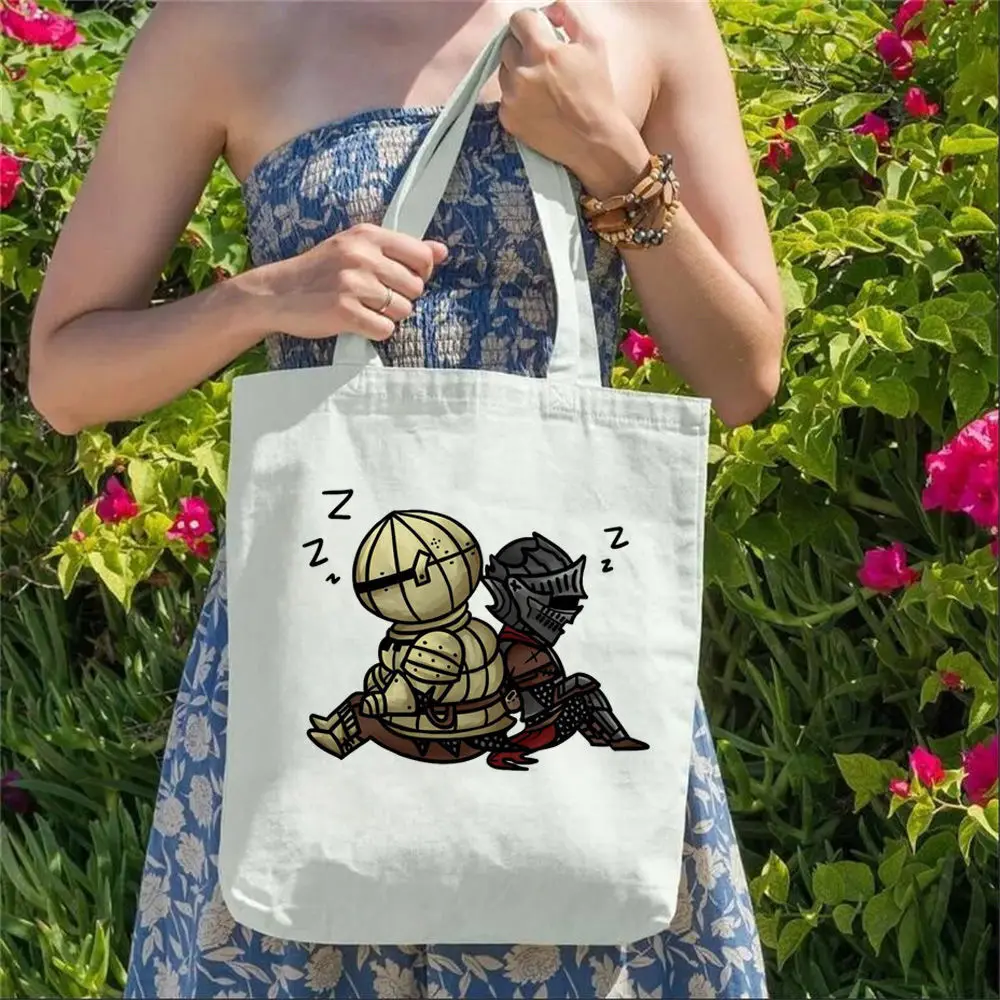 sacolas-de-lona-dark-souls-ecologicas-impressao-digital-biblioteca-boutique-duravel-ombro-reciclavel-sacola-de-compras-multiuso