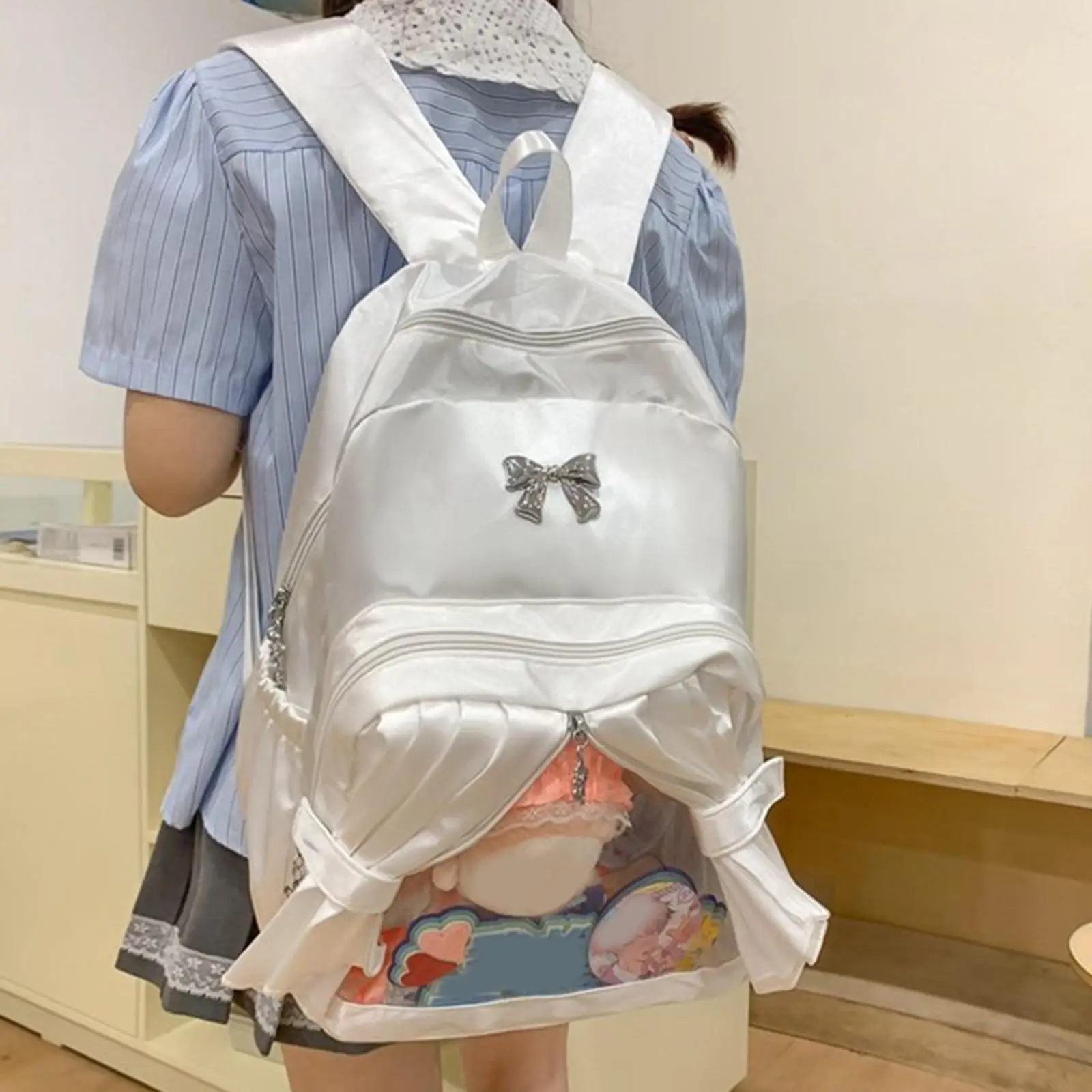

Versatile Women’s Travel Backpack Nylon PVC Girls Knapsack Large Capacity Portable Daypack Lightweight Bag for Street Style