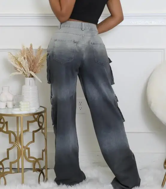 جينز موضة جديدة لعام 2025 متدرج اللون للنساء، نمط شارع العليا، جينز مخصص عالي الخصر مستقيم الساق