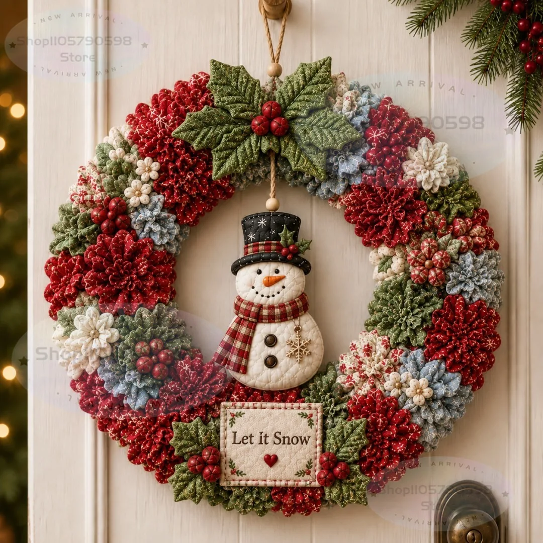 Picture 3: 3D Fabric Poke Wreath DIY Kit, Christmas Wreath DIY Kit for Adults,3D Fabric Poke Art Craft Kit,Holiday Wreath Making Kit