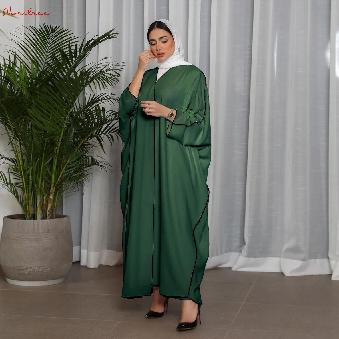 S-XL Fashion Line Oversized Abayas With Belt Djellaba Muslim Dress Dubai Full Length Abaya Dubai Turkey Muslim Islam Robe WY1518