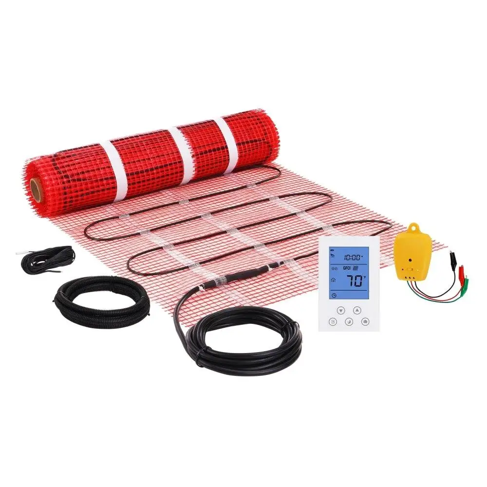 

Electric Radiant Floor Heating Mat 30 Sq ft Insulated Warm System with Digital Thermostat for easy Installation Adhesive Back