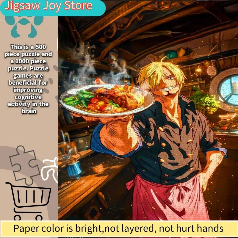 

Puzzle, Christmas Puzzle, Paper Puzzle, Large Puzzle Featuring Sanji from 1pc Holding a Dish of Food. Made of White Cardboard
