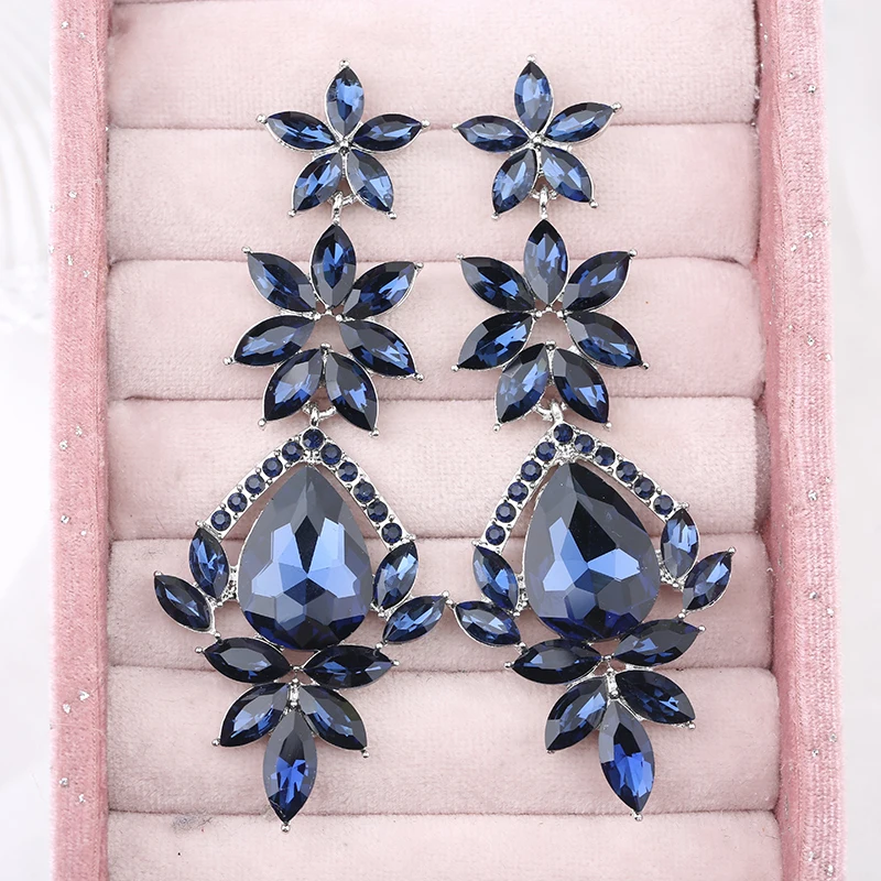 VEYO Long Rhinestone Crystal Drop Earrings Luxury Big Earrings for Women Fashion Jewelry New Gift