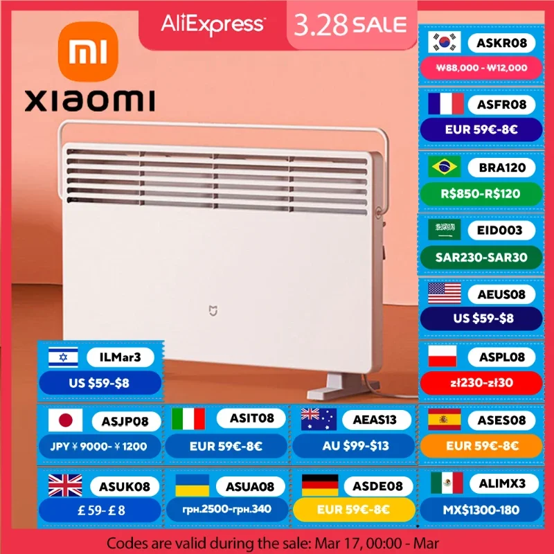 XIAOMI MIJIA Electric Heater 2200W For Home Electric Heating Bathroom 6S Fast Heating Temperature Control Heaters Warmer Machine