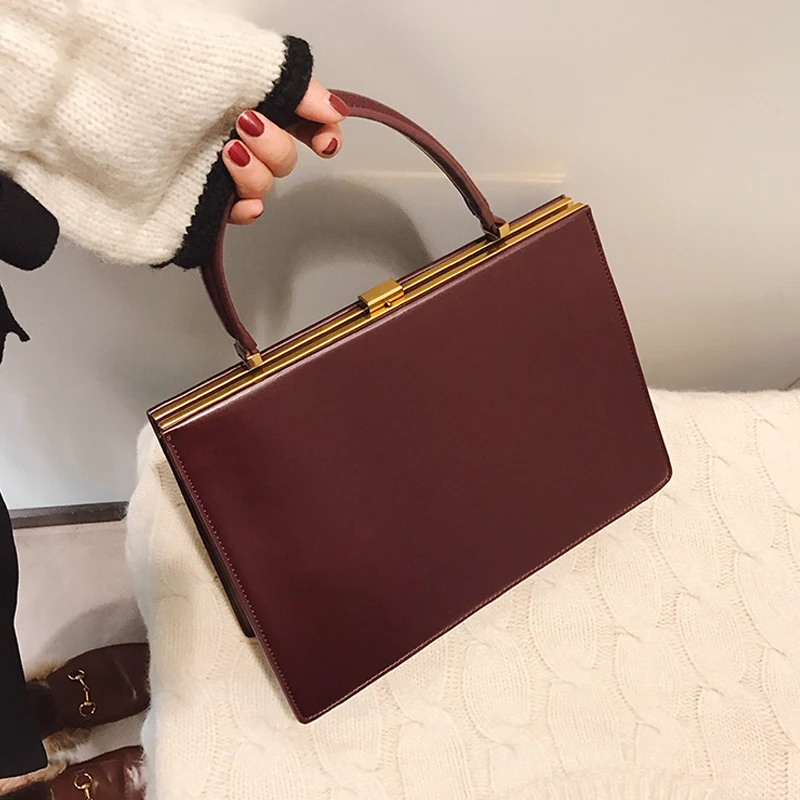 vintage big clip women handbags designer female large capacity tote bag luxury pu leather handbag fashion Commuter Bags