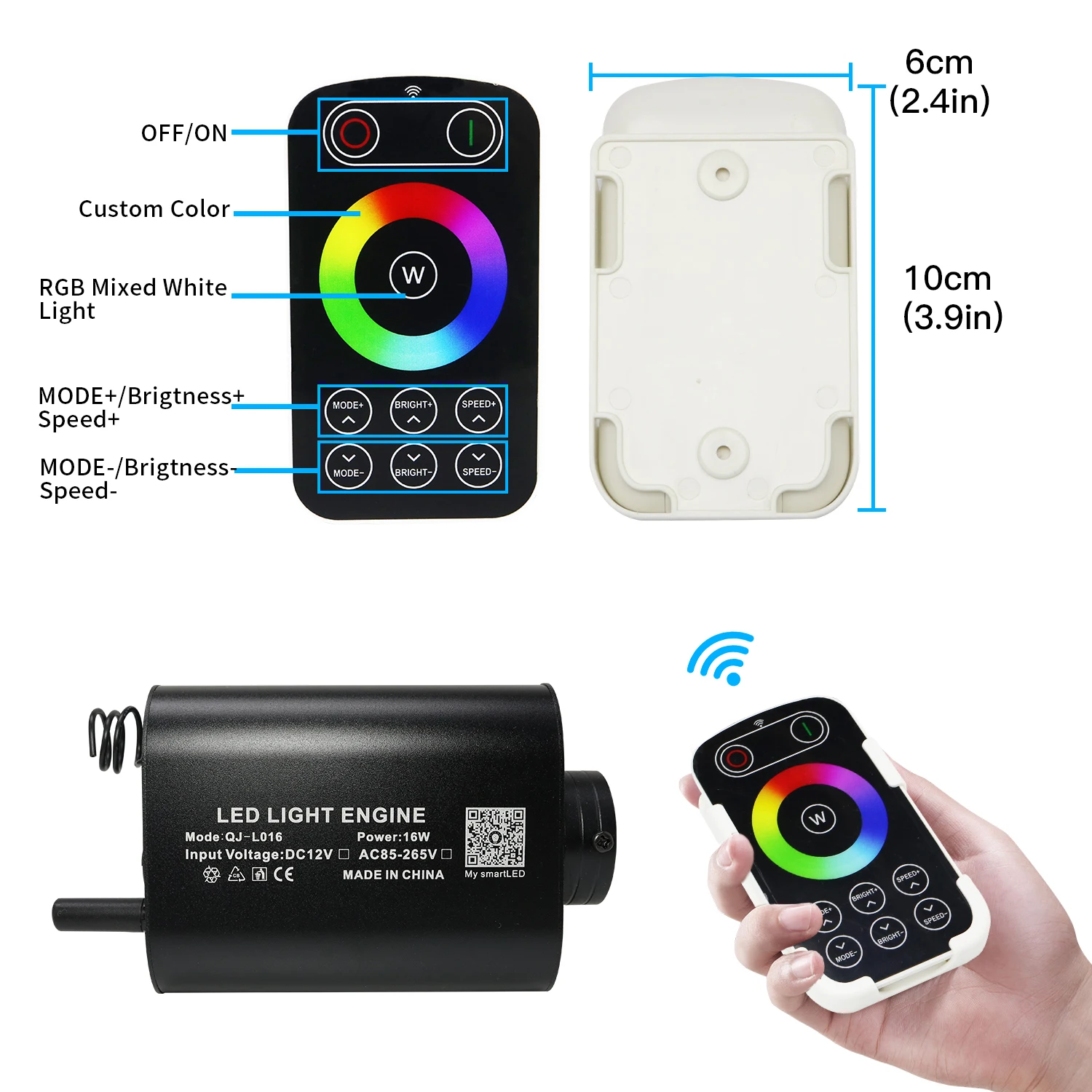 Fiber Optic Light Source APP Smart Control 16W RGBW Light Engine Touch RF music control for Light Stars Roof  Car Home Ceiling