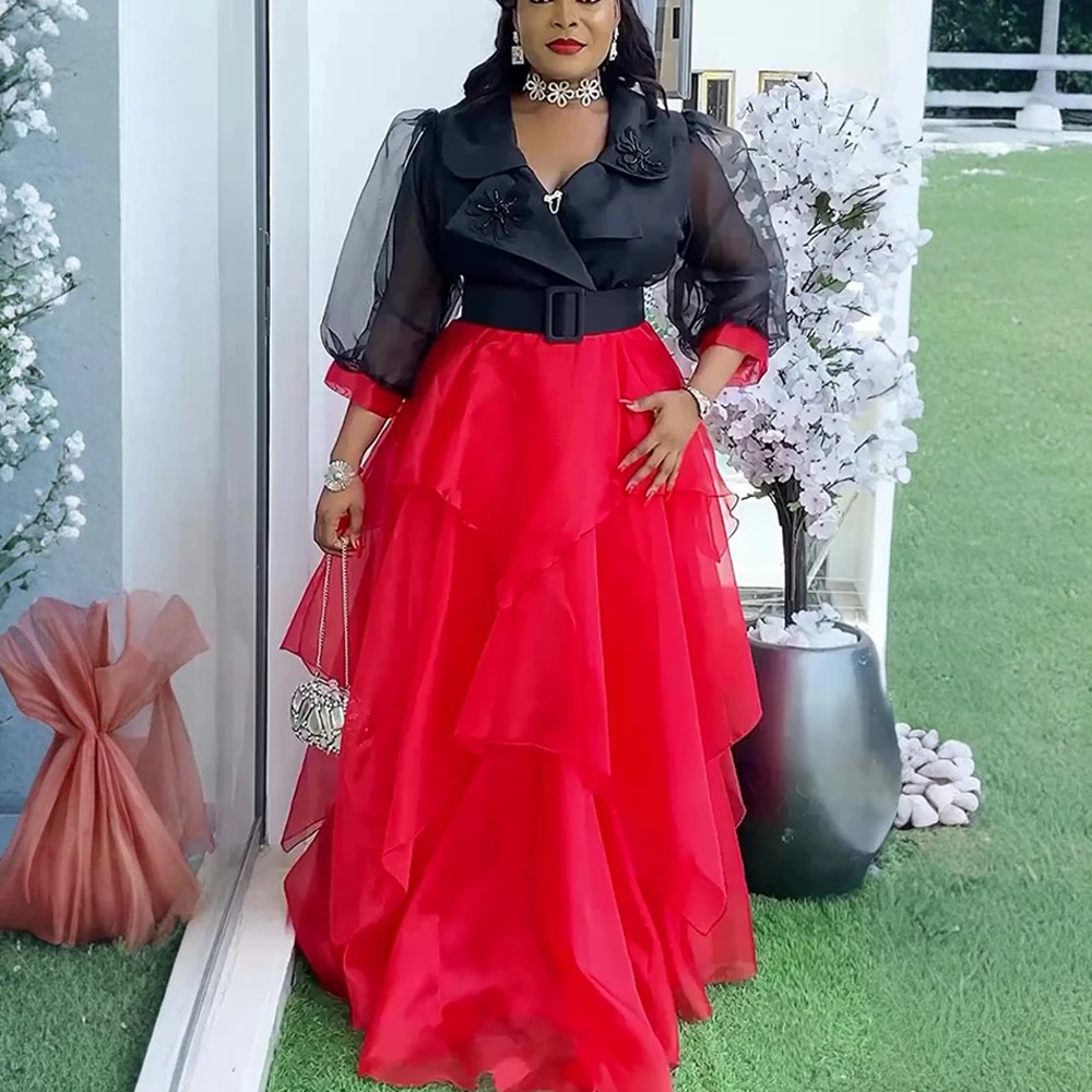 

Elegant African Dresses for Woman Plus Size 2025 New Patchwork Luxury Turkey Ladies Wedding Party Dashiki Ankara Robe Dress Maxi