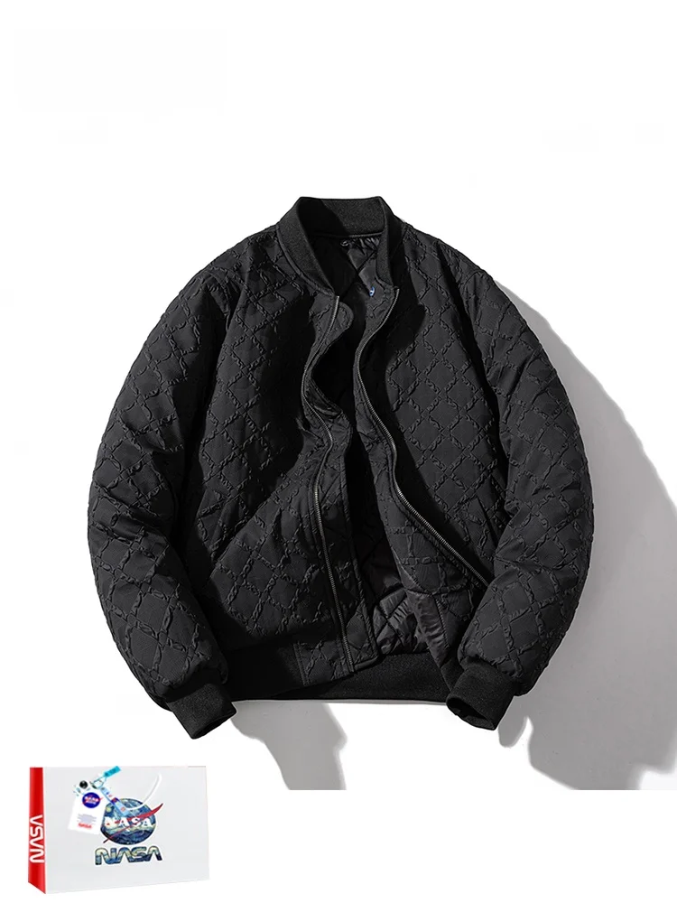 

New Autumn Winter Men's Thiened Casual Cotton Pilot Jaet Baseball Sle Versatile Loose Fit Waterproof Zipper Closure