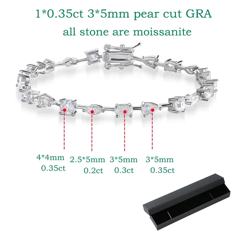 Smyoue 18K Gold Plated All Moissanite Tennis Bracelets for Women Luxury S925 Sterling Silver Jewelry Full Diamond Bracelets