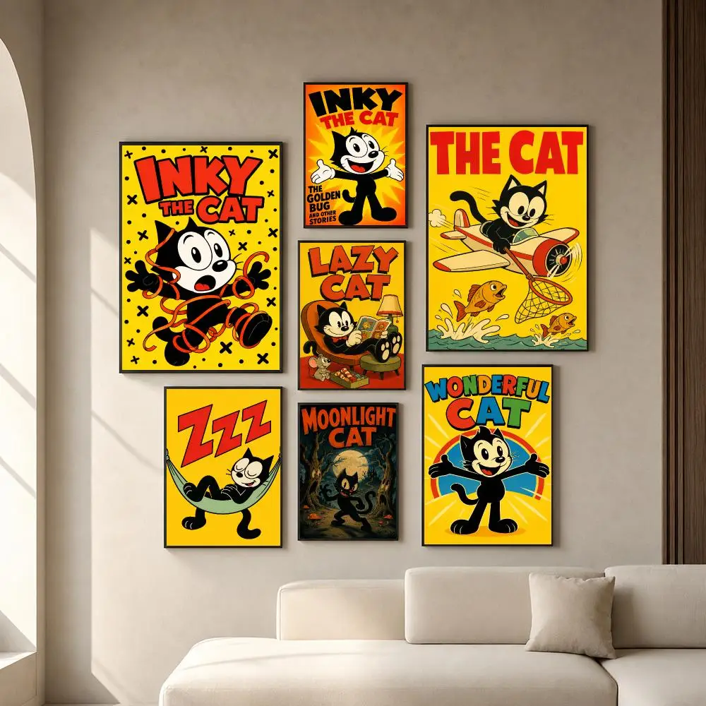 Character F-Felix the Cat Poster PP Self-Adhesive Removable HD Waterproof Wall art Suitable Bedrooms Living Rooms Gifts