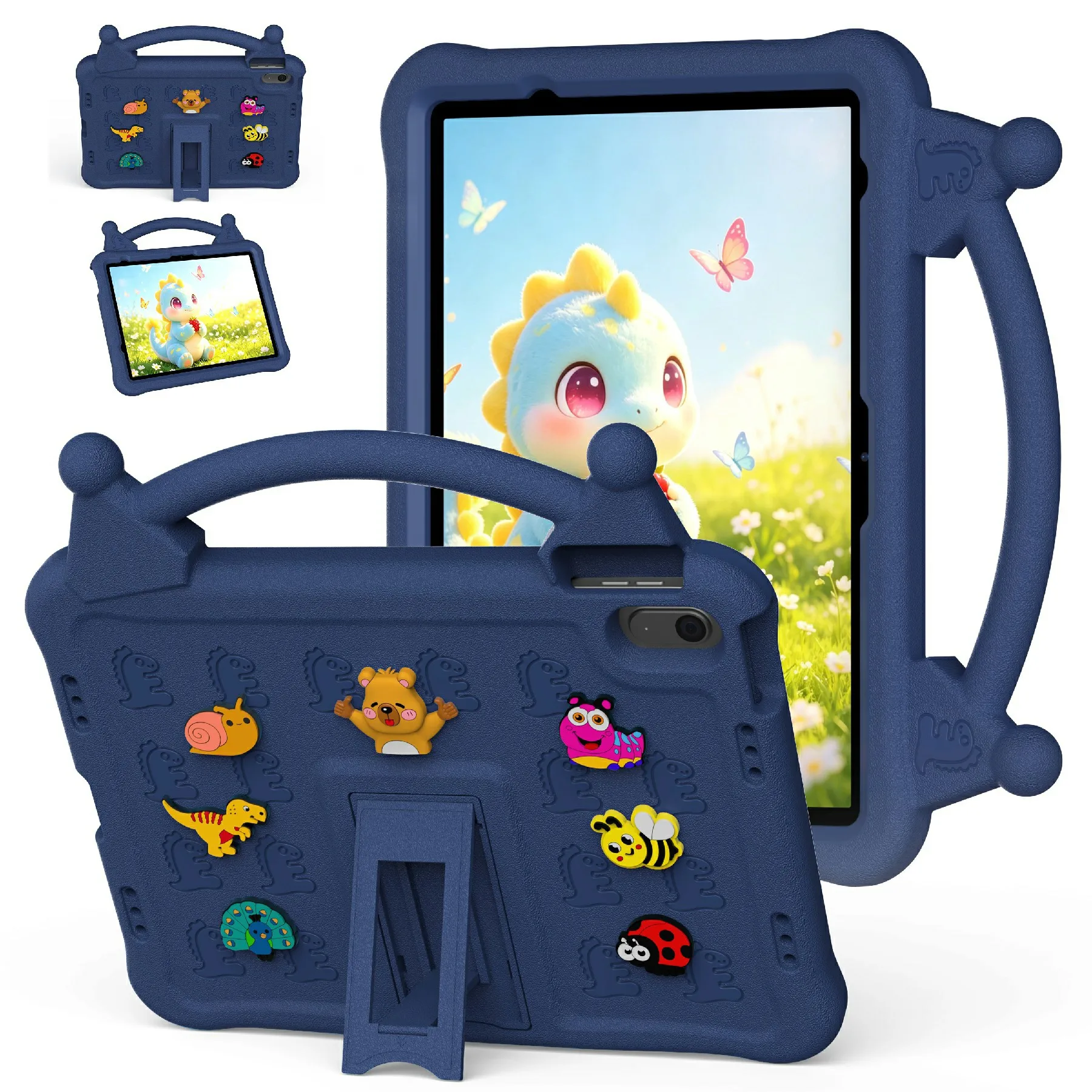 Cartoon EVA Tablet Case for iPad Air 11 (2026) / (2025) / (2024) / iPad (2025) / iPad 10.9 (2022) , Kickstand Kid-Friendly Shock
