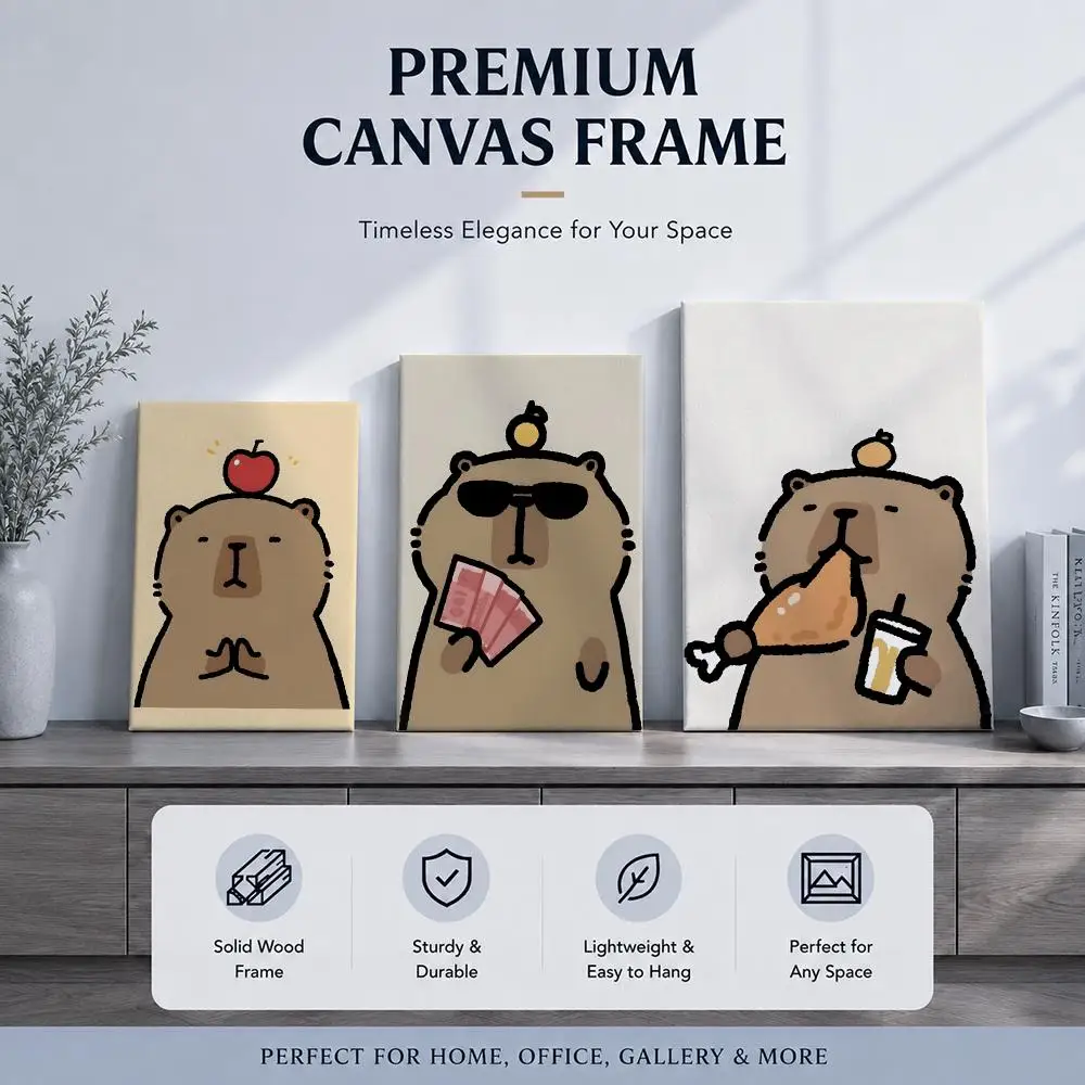 Cute Animal C-CapybaraS Framed Wall Painting Framed Poster Wall Decor – Complements Any Wall Ambiance
