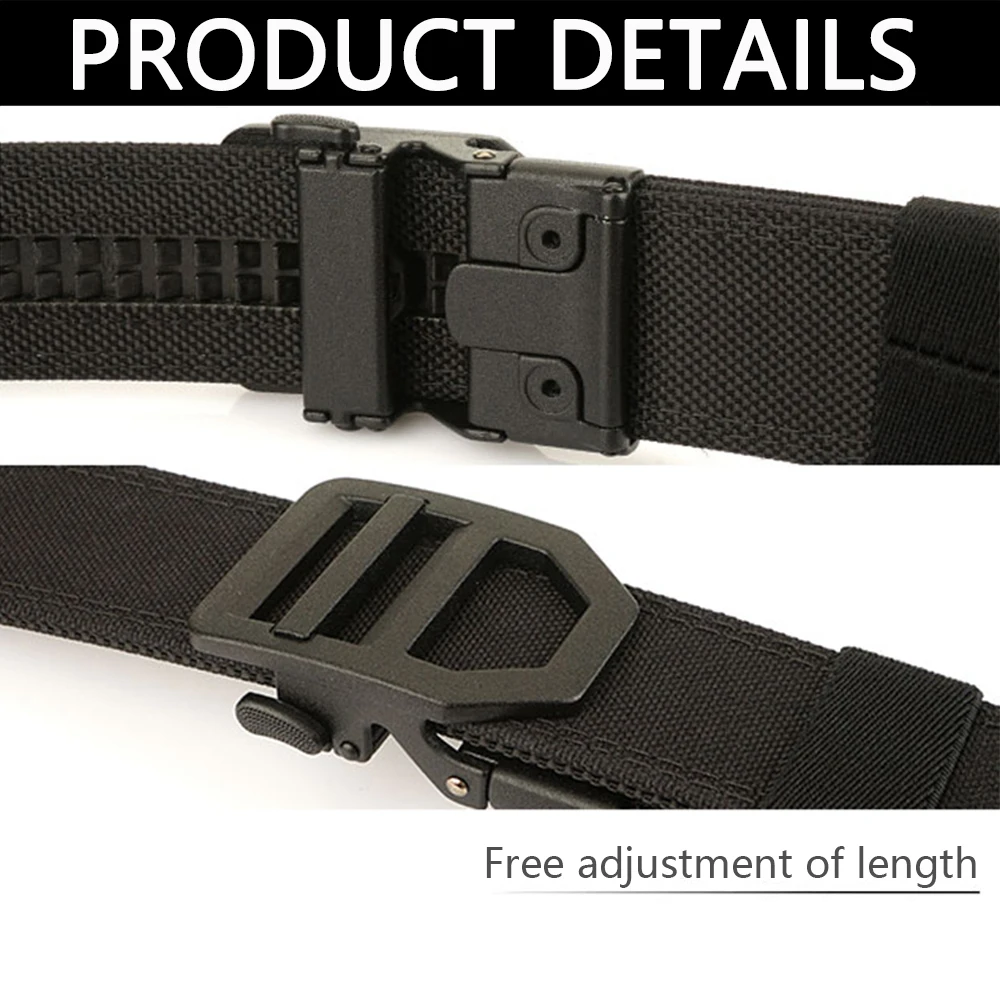 ALPTACTICS Harter taktischer Gürtel für Männer und Frauen, Metall-Automatikschnalle, schwarzer Militär-Gürtel, dicker IPSC-Hüftgürtel aus Nylon – Detail 5