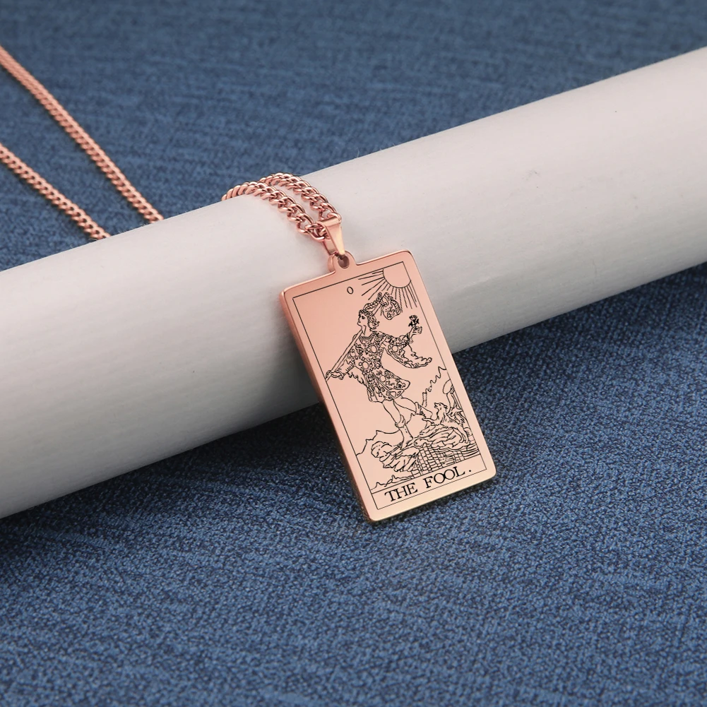 Dawapara Vintage Tarot Card Necklace The Major Arcana Pagan Astrology Talisman Pendants Necklace Stainless Steel Jewelry