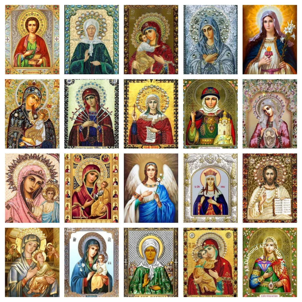 

Religious Virgin Mary AB Diamond Painting Kit Square Round Diamond 5D DIY Mosaic Handmade Art Adult Exquisite Gift Home Decor