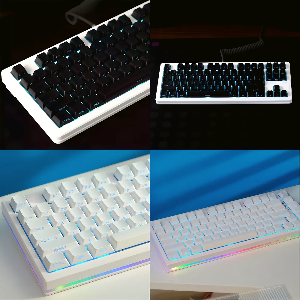 Side Engraved Translucent OEM Keycaps PBT 130 Keys Personalized Design for Mechanical Keyboards