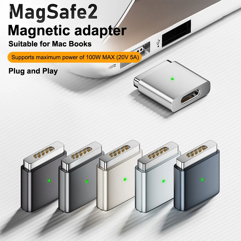 

MacBook Air/Pro's 100W Type-C Female Magsafe 2 Converter, Features Laptop Indicator Light, Durable Zinc Alloy Connector