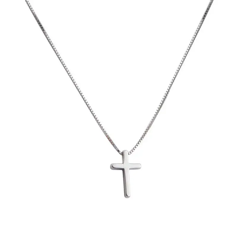 925 Sterling Silver Female Cross Pendants Dropshipping Smooth Cross Pendant Necklace Jewelry For Women Wedding Gift