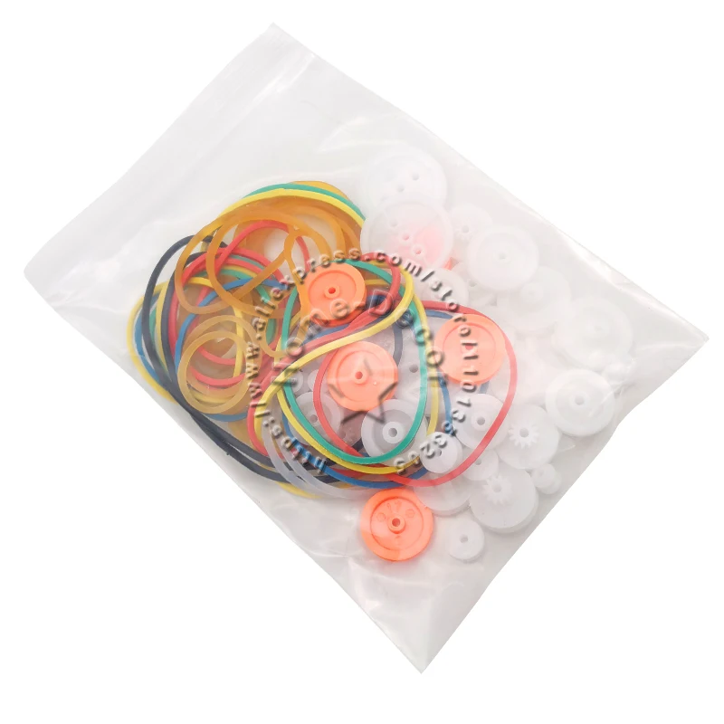 For DIY Toy Car Boat Model Belt Pulley Combination Package Rubber Belts Band Plastic Pulley Wheel Motor Motor Transmission Gear