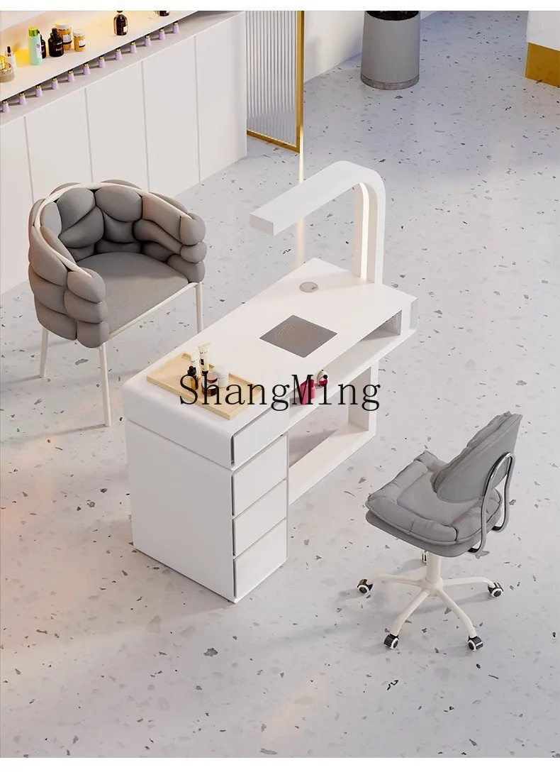 ZYY colchón mical mesa de manicura de lujo ligera multifuncional individual y doble, mesa de manicura de viento crema