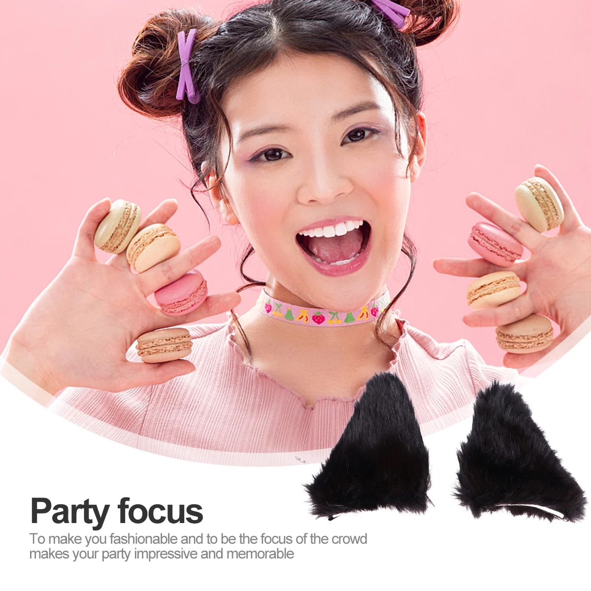 2 Pcs Cat Ears Hairpin Black Clip Distinctive Jewelries Lovely Accessories Halloween Costume Headdress Flannel Soft Texture