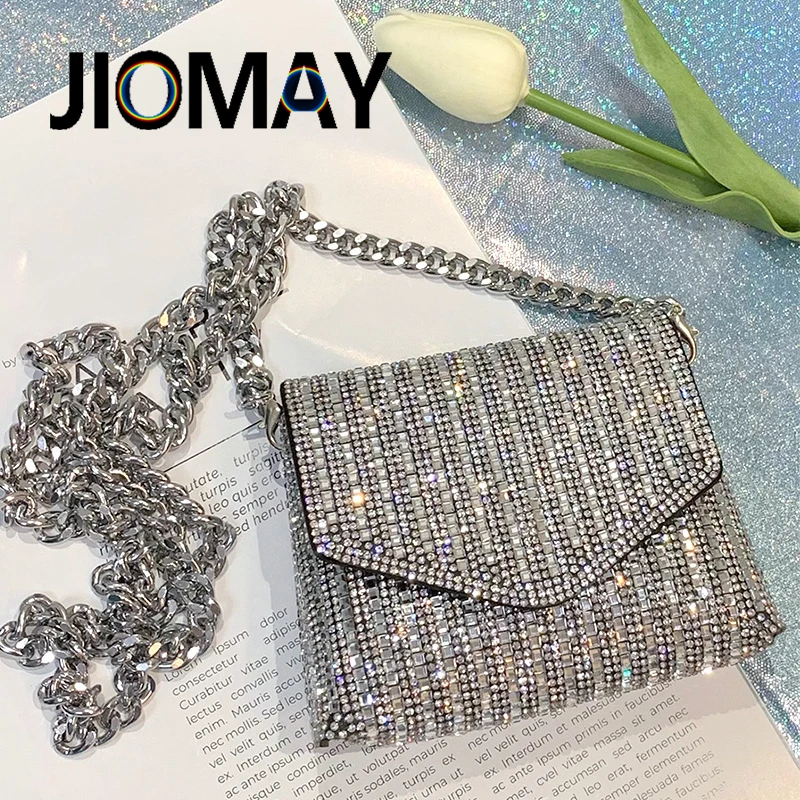 JIOMAY Mini Shoulder Bag for Women Designer Purses and Handbags Bling Rhinestone Clutch Bags Girls Chain Crossbody Bag Wholesale