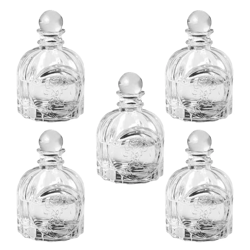 

5Sets Glass Aroma Bottles Transparent French Style Perfume Empty Containers for Home Car Essential Oils